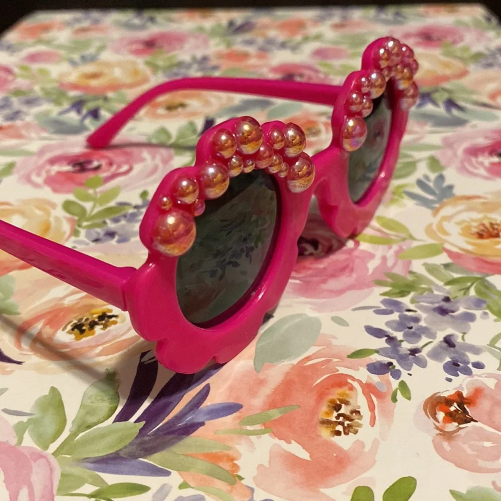 Littke girls pink flower shaped sunglasses